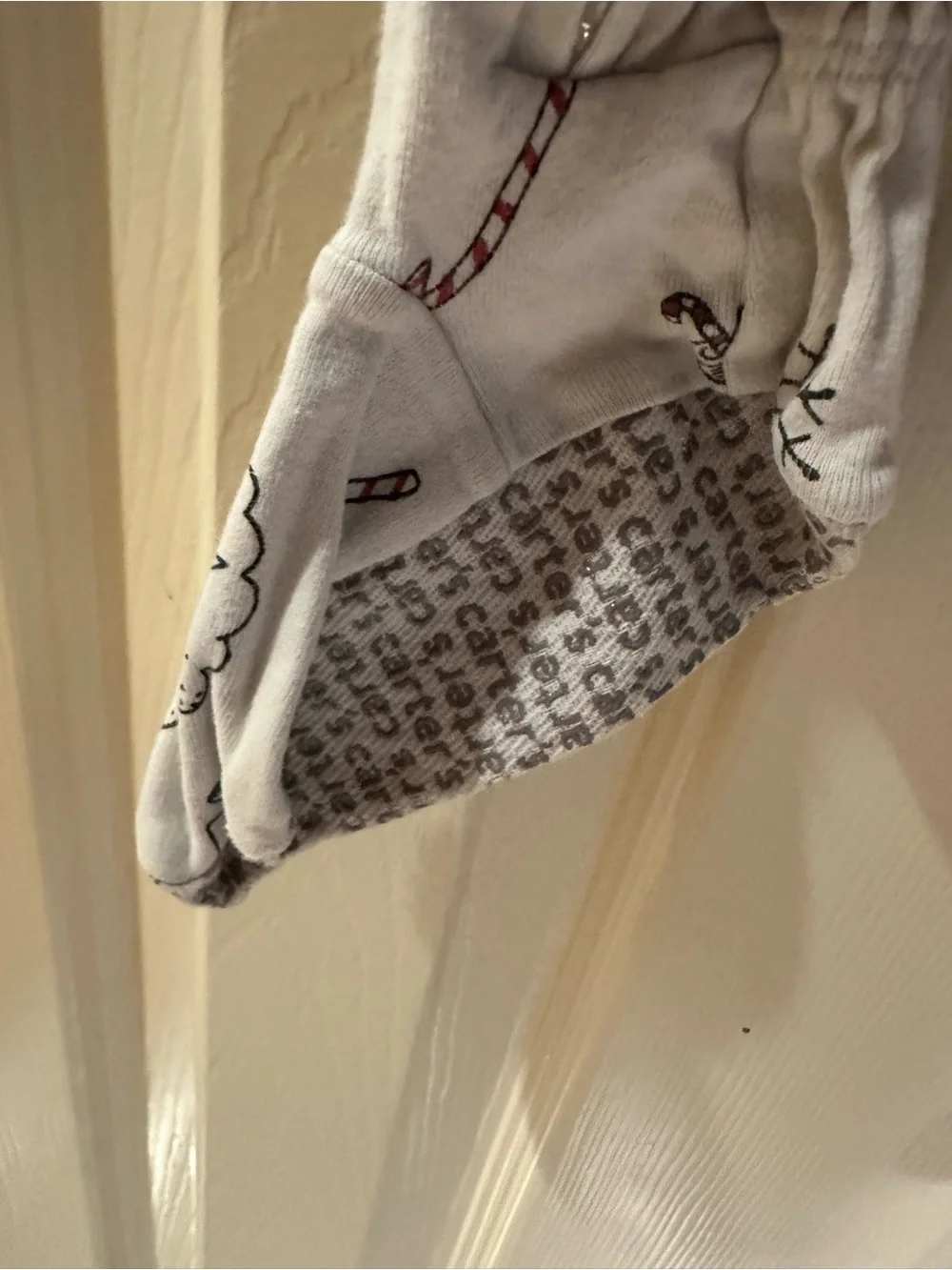 Carter's White and Red Santa Print Footed One-Piece Pajamas